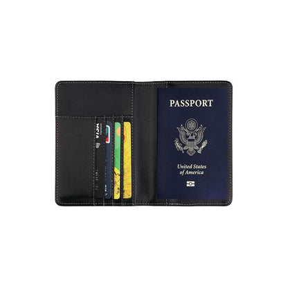 RFID Passport Holder Slim Leather Travel Wallet ID Card Cover Case for Men Women - Black
