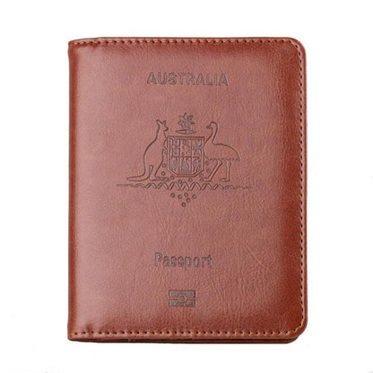 RFID Passport Holder Slim Leather Travel Wallet ID Card Cover Case for Men Women - Black