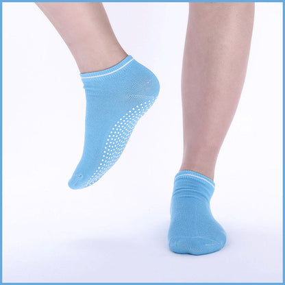 3 Pairs Ladies Women Sports Cotton Rich Pilates Yoga Non-Slip Grip Socks - Blue