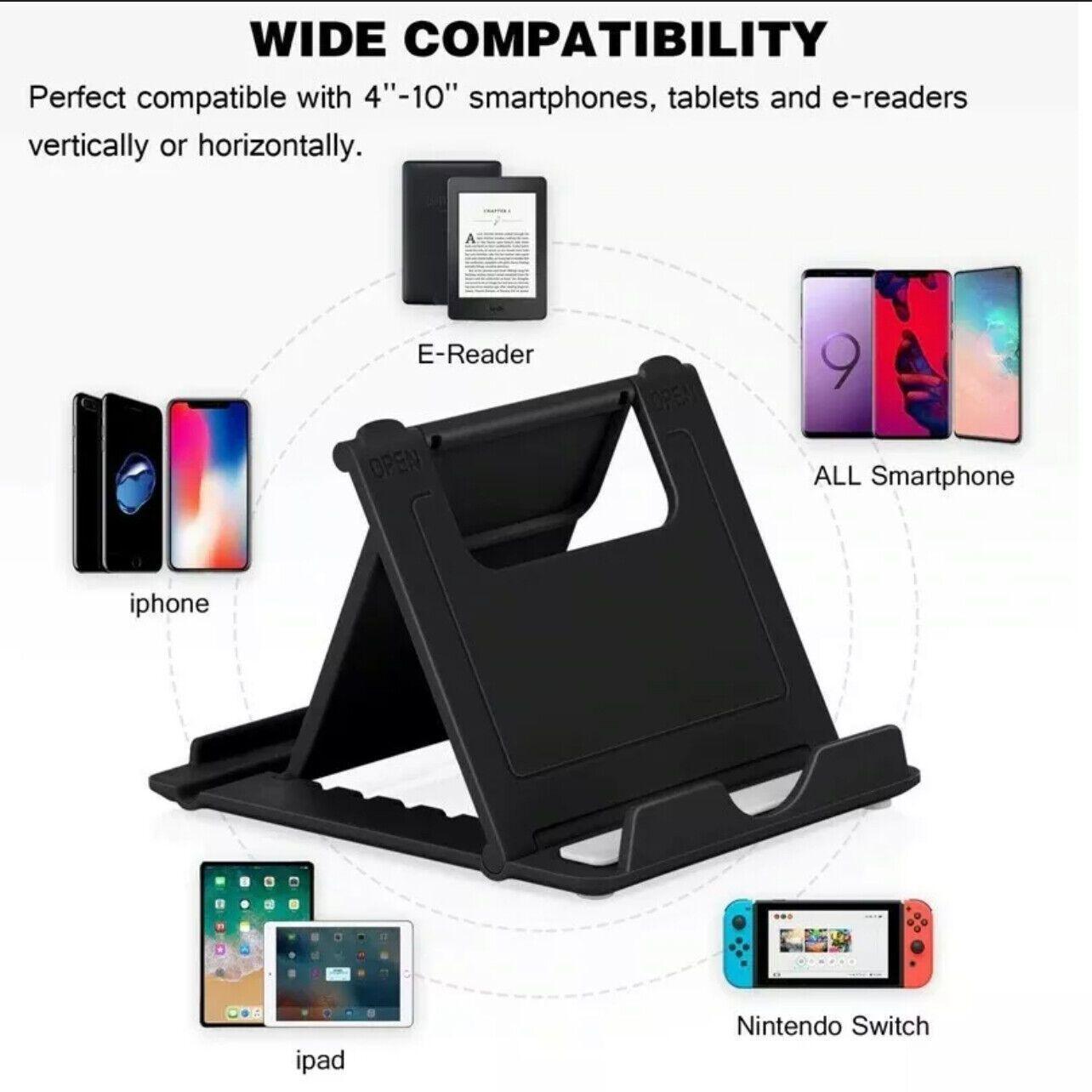 Universal Foldable Tablet and Phone Stand Adjustable Portable Desk Holder - Blue