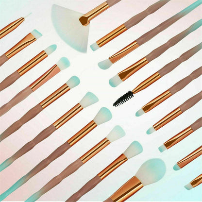 20 Pcs Eye Make-Up Brushes Diamond Unicorn Eyeshadow Eyebrow Blending Brush Set - Blue and Pink