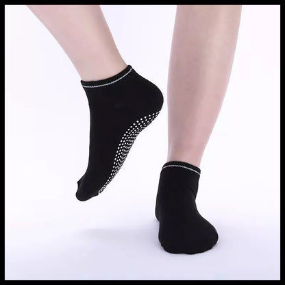 3 Pairs Ladies Women Sports Cotton Rich Pilates Yoga Non-Slip Grip Socks - Grey