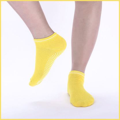 3 Pairs Ladies Women Sports Cotton Rich Pilates Yoga Non-Slip Grip Socks - Grey