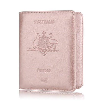 RFID Passport Holder Slim Leather Travel Wallet ID Card Cover Case for Men Women - Light Blue