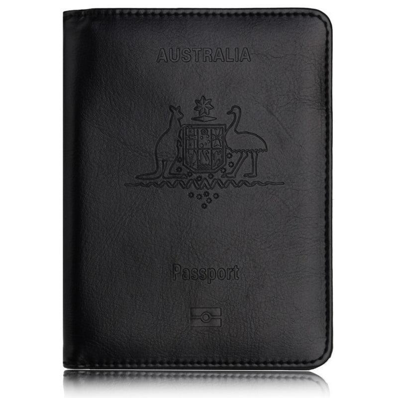 RFID Passport Holder Slim Leather Travel Wallet ID Card Cover Case for Men Women - Light Blue