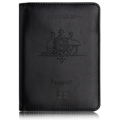 RFID Passport Holder Slim Leather Travel Wallet ID Card Cover Case for Men Women - Light Blue