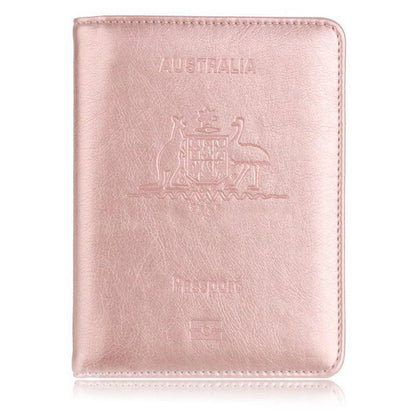 RFID Passport Holder Slim Leather Travel Wallet ID Card Cover Case for Men Women - Light Blue