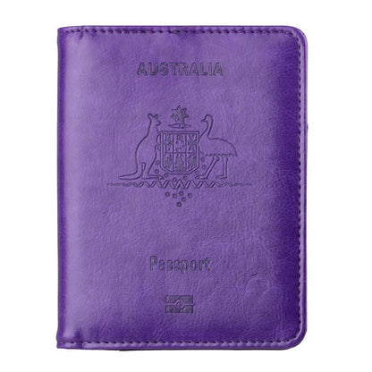 RFID Passport Holder Slim Leather Travel Wallet ID Card Cover Case for Men Women - Light Blue