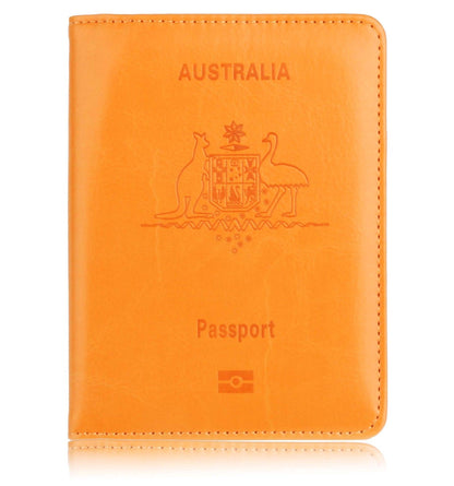 RFID Passport Holder Slim Leather Travel Wallet ID Card Cover Case for Men Women - Light Blue