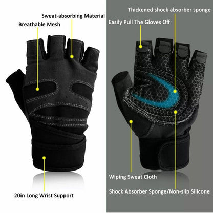 L Size Weight Lifting Gloves Gym Bodybuilding Fitness Workout Cycling Crossfit Men - One Pair Red