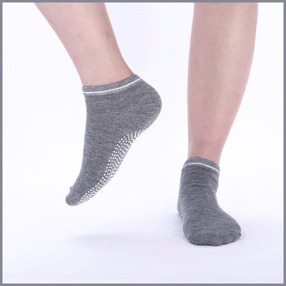 3 Pairs Ladies Women Sports Cotton Rich Pilates Yoga Non-Slip Grip Socks - Purple