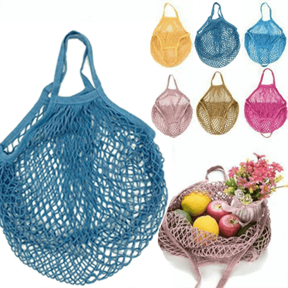 Reusable Mesh Net Shopping Bag String Tote Grocery Fruit Vegetable Storage - Red