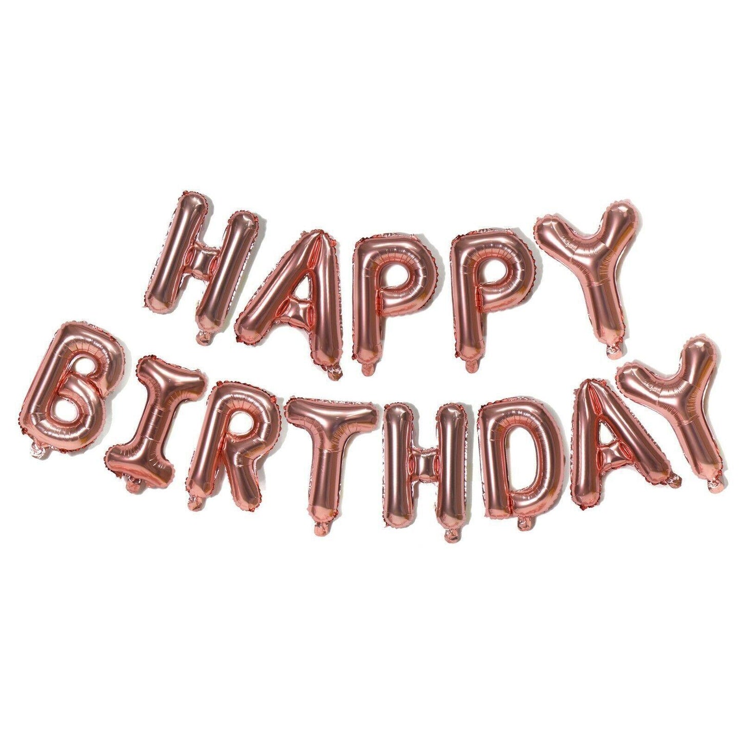 40Cm 3D Happy Birthday Letters Balloons Inflating Foil Banner Bunting Celebrate - Rose Red