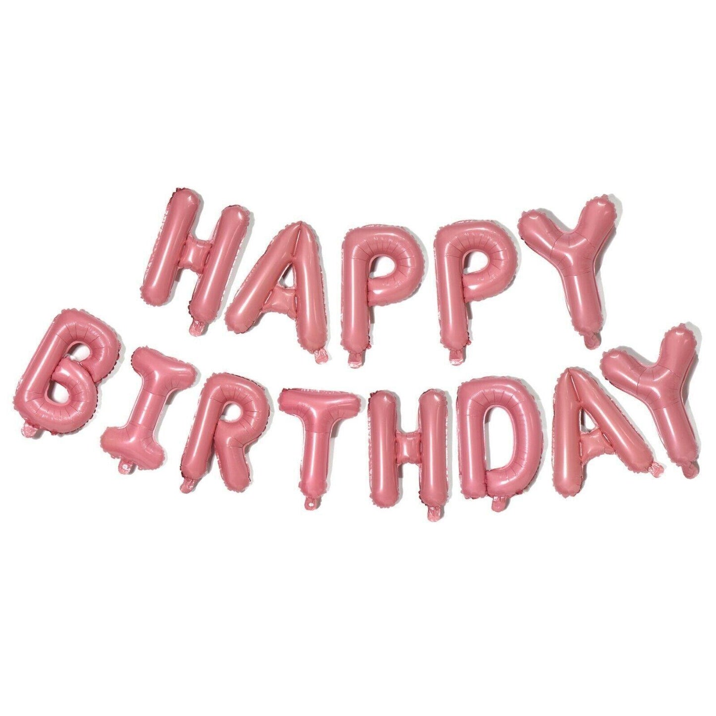 40Cm 3D Happy Birthday Letters Balloons Inflating Foil Banner Bunting Celebrate - Rose Red