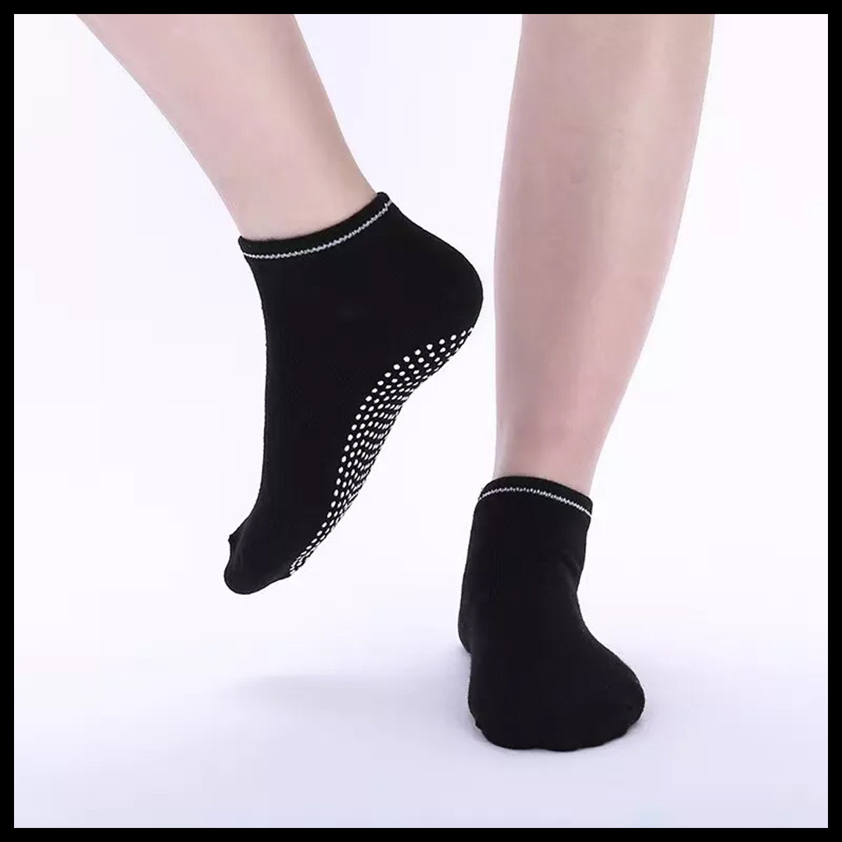 3 Pairs Ladies Women Sports Cotton Rich Pilates Yoga Non-Slip Grip Socks - Sky Blue