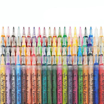 Flysea 12-80 Colours Acrylic Paint Pens Painting Stone Ceramic Glass Markers 0.7 - 35-Colour Set (15 Medium+ 20 Fine Tip)