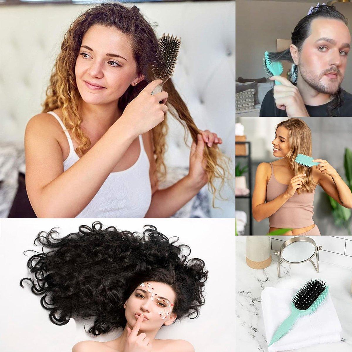 Upgraded Hair Styling Brush for Defined Curls with Ergonomic Handle Bounce Curl - Green