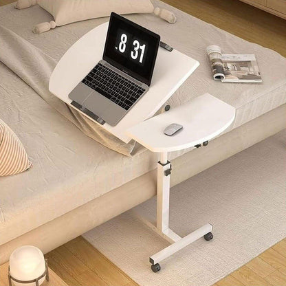 Adjustable Folding Computer Desk Stand Floor-Standing Movable Bedside Table - Black