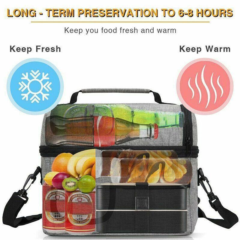 Insulated Lunch Bag Box Tote Cooler For Women Men Hot Cold Food Thermal - Wine Red - Factory Direct Shop