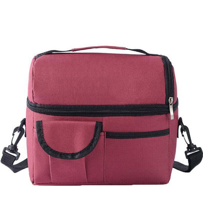 Insulated Lunch Bag Box Tote Cooler For Women Men Hot Cold Food Thermal - Wine Red - Factory Direct Shop