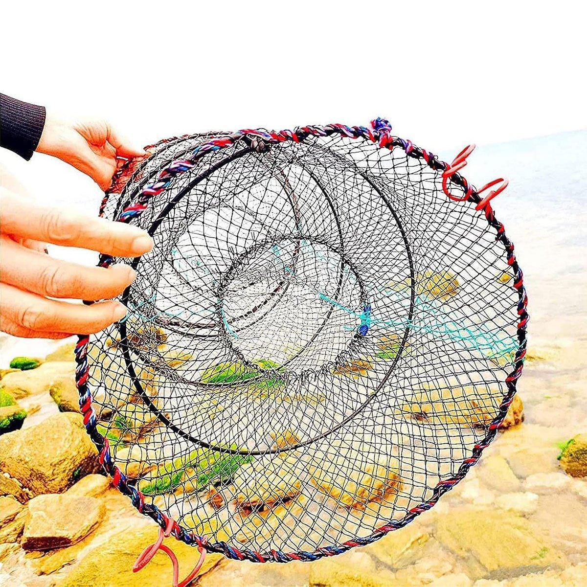 Fishing net held by a hand with a natural background