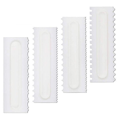 4Pcs Cake Decorating Icing Smoother Edge Frosting Scraper Comb Pastry Spatulasau