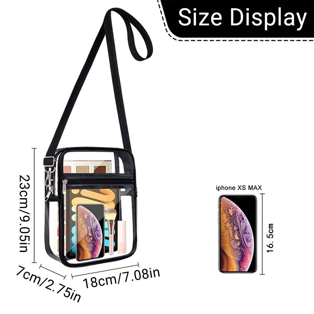 Transparent Crossbody Bag Clear Stylish Handbag for Men and Women Daily Use - Black