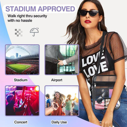 Transparent Crossbody Bag Clear Stylish Handbag for Men and Women Daily Use - Black