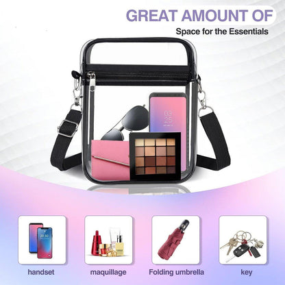 Transparent Crossbody Bag Clear Stylish Handbag for Men and Women Daily Use - Black