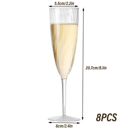 8pcs 180ml Plastic Champagne Glass Tall Wine Glass for Party Wedding Celebration