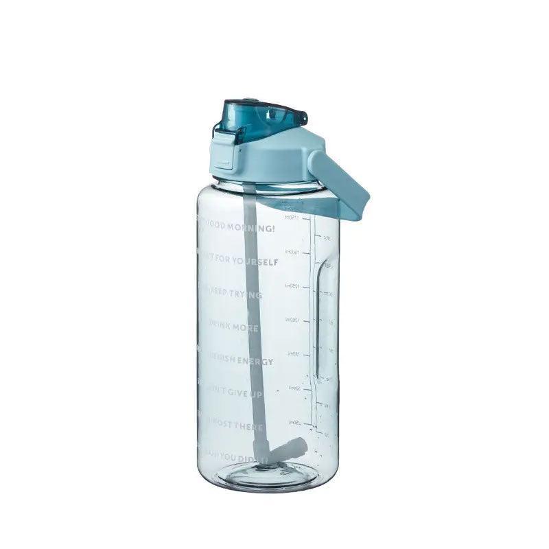 2L Water Bottle Straw Cup Motivational Drink Flask With Time Markings Sports Gym - Green - Factory Direct Shop