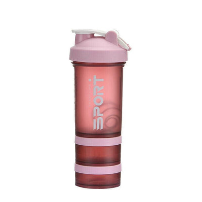 Powder Milkshake Drink Cup Sport Water Bottle 500Ml 3 Tier Protein Shaker Pill - Orange