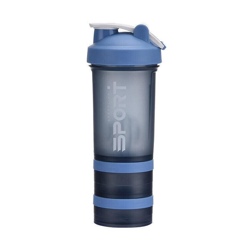 Powder Milkshake Drink Cup Sport Water Bottle 500Ml 3 Tier Protein Shaker Pill - Orange