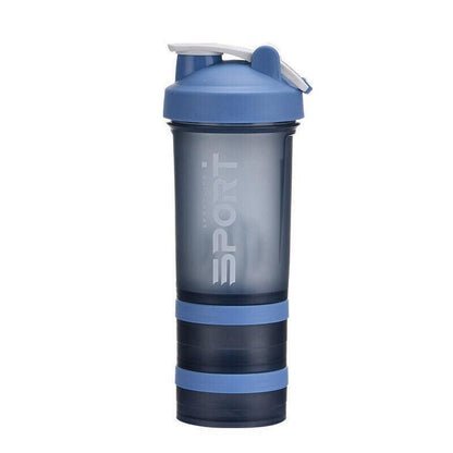 Powder Milkshake Drink Cup Sport Water Bottle 500Ml 3 Tier Protein Shaker Pill - Orange