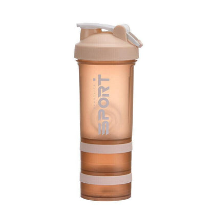 Powder Milkshake Drink Cup Sport Water Bottle 500Ml 3 Tier Protein Shaker Pill - Orange