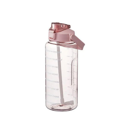 2L Water Bottle Straw Cup Motivational Drink Flask With Time Markings Sports Gym - Purple - Factory Direct Shop