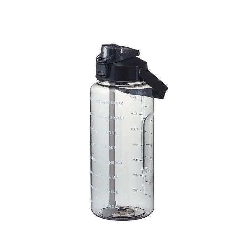 2L Water Bottle Straw Cup Motivational Drink Flask With Time Markings Sports Gym - Purple - Factory Direct Shop