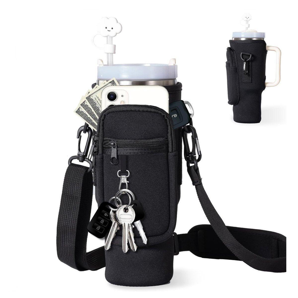 Portable Cup Sleeve Drink Holder Reusable Water Bottle Carrier Travel Bag - Beige