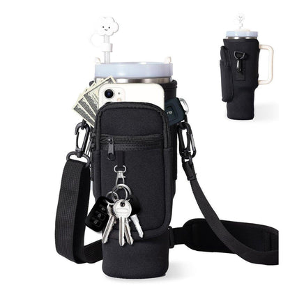 Portable Cup Sleeve Drink Holder Reusable Water Bottle Carrier Travel Bag - Grey