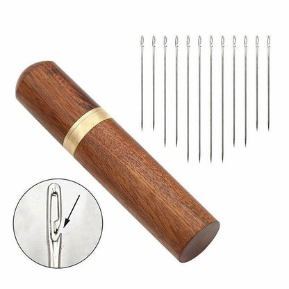 Stainless Steel Self-Threading Needles Opening Sewing Darning Needles 12/24 Pcs - 12PCS