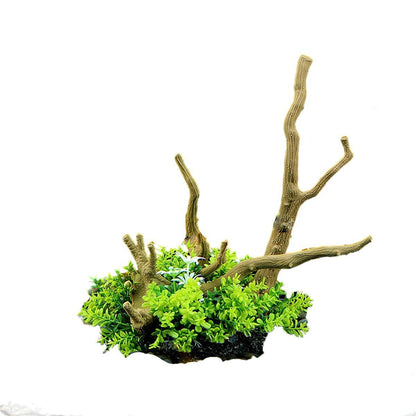 Aquarium Landscaping Decoration Artificial Wood and Plants Fish Tank Ornament - CM1901-Green