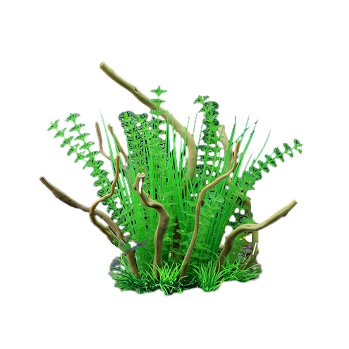 Aquarium Landscaping Decoration Artificial Wood and Plants Fish Tank Ornament - CM2401-Green