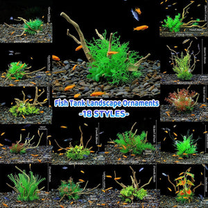 Aquarium Landscaping Decoration Artificial Wood and Plants Fish Tank Ornament - CM2502-Green