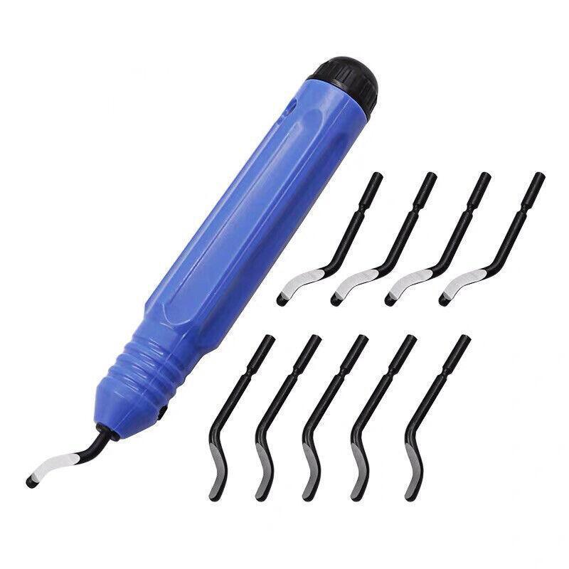 12PCS Manual Deburring Tool Set with Swivel Handle and Replacement Blades