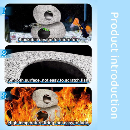 Clay Pot Aquarium Decoration Shrimp House Cichlid Breeding Tank Fish Nest - Nine Holes