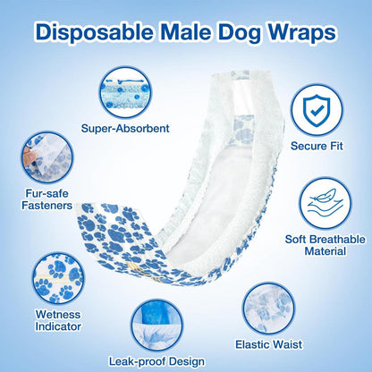Disposable Female Dog Diapers Leakproof Breathable with Colour Indicator - L 34-54cm