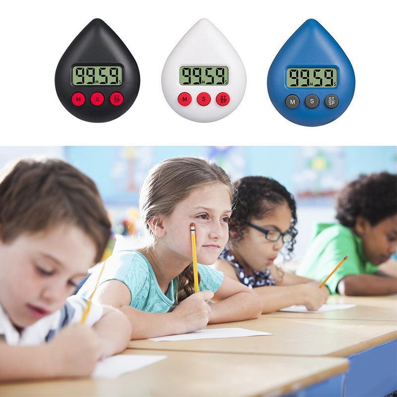 Water Drop Digital Timer Kitchen Study Alarm Countdown Electronic Clock 4 Colours - Black