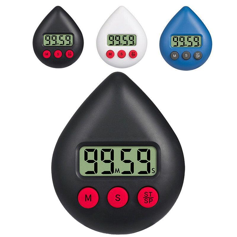 Water Drop Digital Timer Kitchen Study Alarm Countdown Electronic Clock 4 Colours - Blue