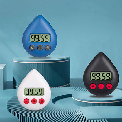 Water Drop Digital Timer Kitchen Study Alarm Countdown Electronic Clock 4 Colours - White