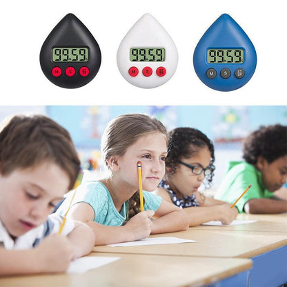 Water Drop Digital Timer Kitchen Study Alarm Countdown Electronic Clock 4 Colours - White